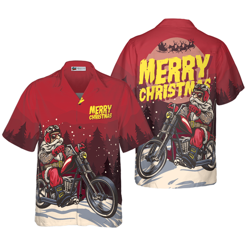 Lune London | Christmas Hawaiian Shirts Hyperfavor, Santa Motorcycle Short Sleeve Shirt, Christmas Gift Idea for Men and Women