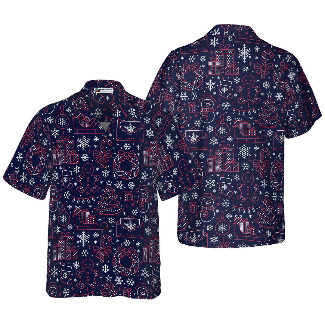 Lune London | Hawaiian shirts, short sleeve Christmas lines pattern shirt, Christmas gift idea for men and women