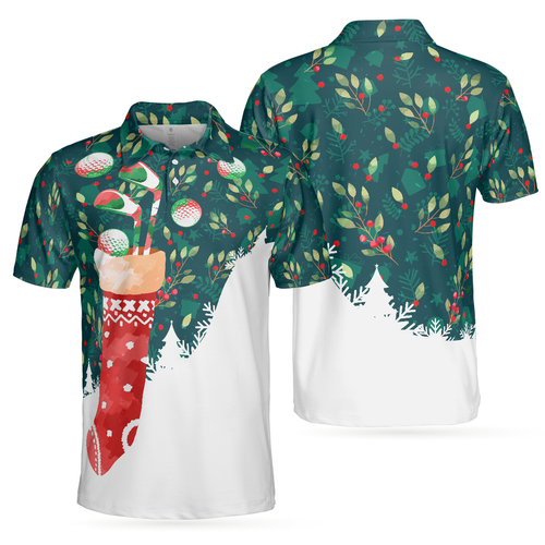 Lune London | Chemises de golf de Noël pour hommes et femmes, chaussettes de Noël avec motif de balle de golf T-shirt pour hommes à manches courtes