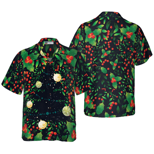 Lune London | Hyperfavor Christmas tree motif Hawaiian shirt, short sleeve Christmas shirts button-up for men and women