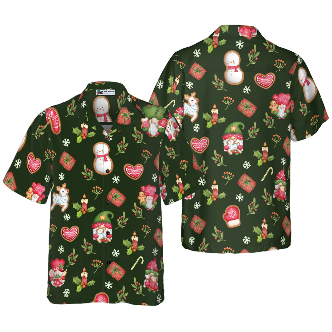 Lune London | Hyperfavorite Christmas Hawaiian Shirts for Men and Women, Gnome Merry Christmas Button-Up Hawaiian Shirt Short Sleeves