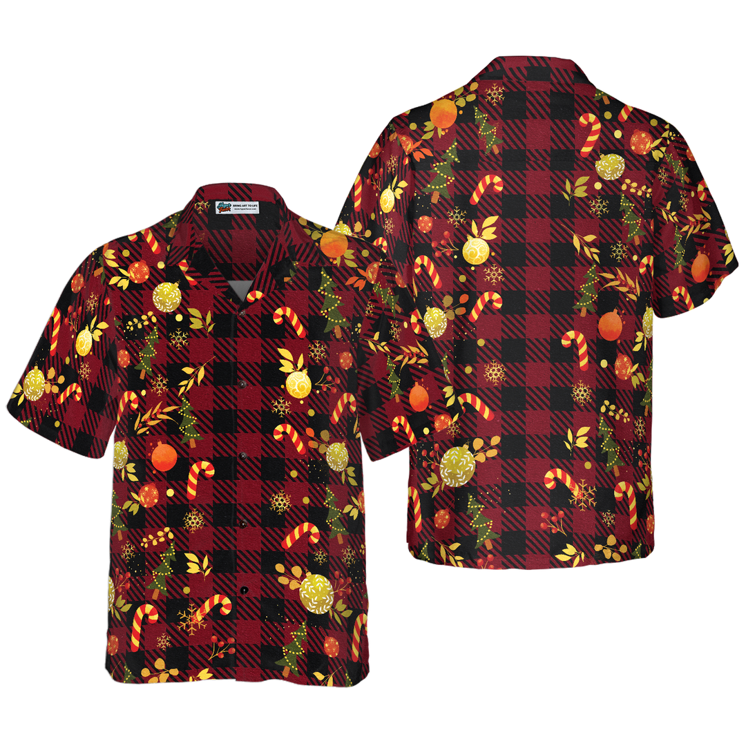Lune London | Hyperfavor Christmas Hawaiian Shirts, Merry Christmas Red Checkered Short Sleeve T-Shirt, Christmas T-Shirt Gift Idea for Men and Women