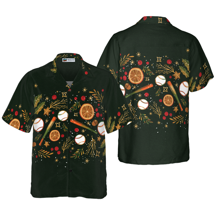 Lune London | Hyperfavor Christmas Hawaiian Shirts for Men and Women, Christmas Baseball Pattern Hawaiian Shirt with Buttons and Short Sleeves