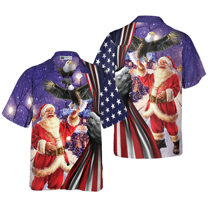 Lune London | Hawaiian Hyperfavorite Christmas T-shirts, Santa T-shirt with eagle short sleeves, Christmas T-shirt gift idea for men and women