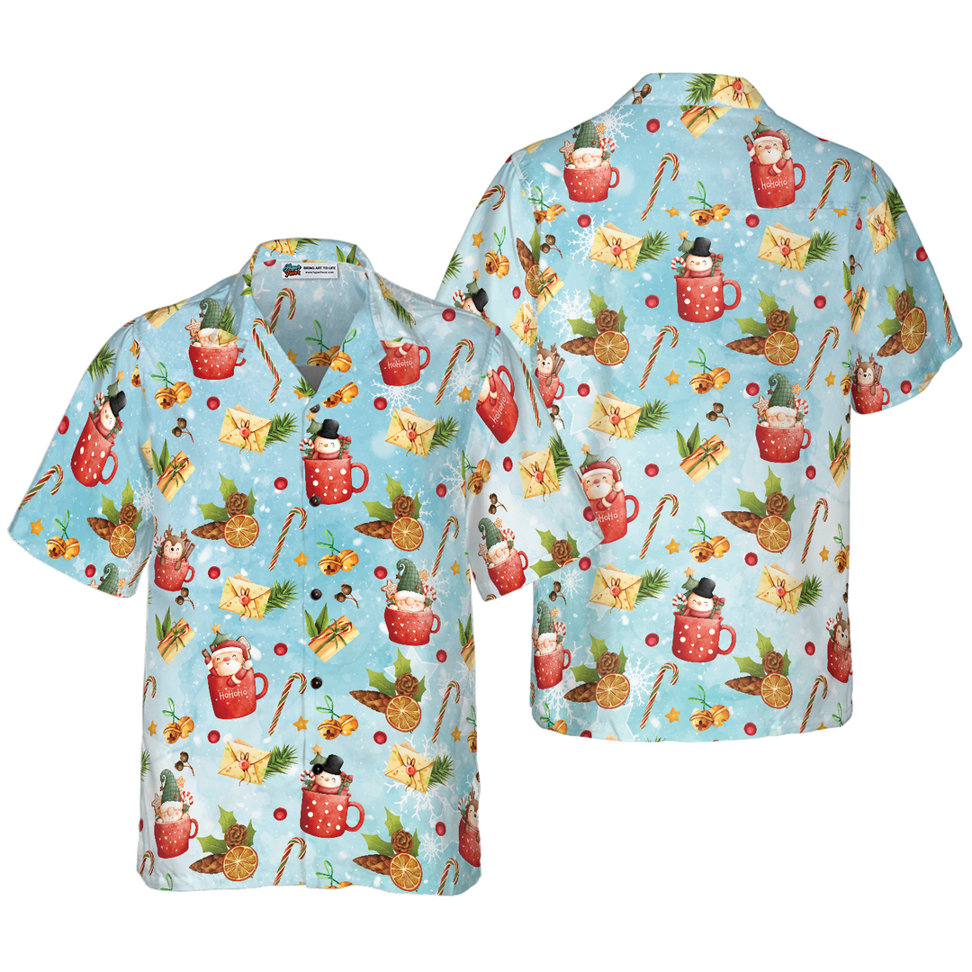 Lune London | Hyperfavor Santa motif Christmas 2 patterns Hawaiian shirt, short sleeve Christmas shirts button-up for men and women