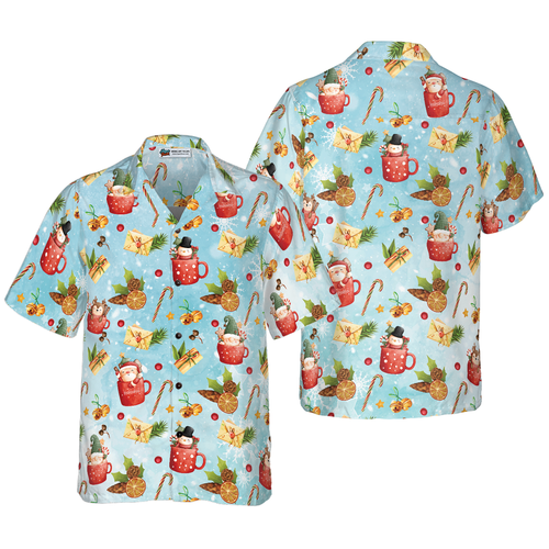 Lune London | Hyperfavor Santa motif Christmas 2 patterns Hawaiian shirt, short sleeve Christmas shirts button-up for men and women