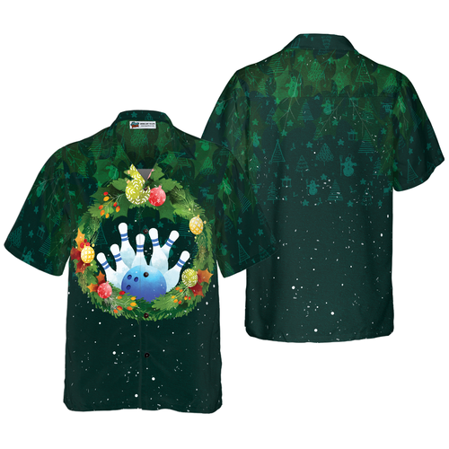 Lune London | Chemises hawaïennes de Noël pour hommes et femmes, chemise hawaïenne à boutons courts avec couronne de Noël.png