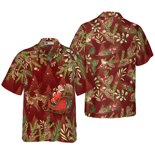Lune London | Hyperfavor Santa Santa Sleigh 2 Models Hawaiian Shirt, Short Sleeve Christmas Shirts Button Up for Men and Women