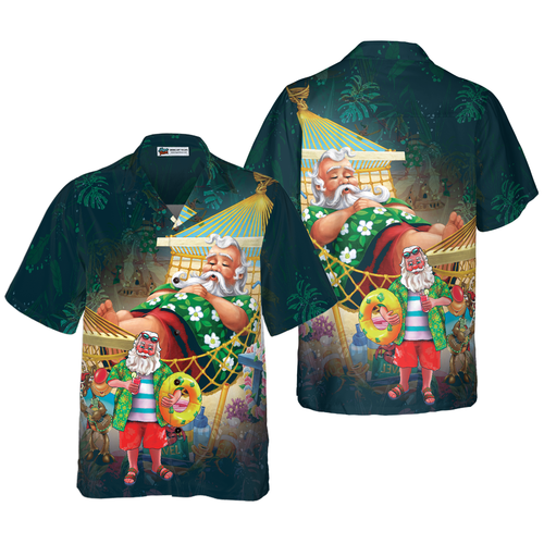 Lune London | Christmas Hawaiian shirts Hyperfavor, short sleeve Santa Claus beach shirt, Christmas gift idea for men and women