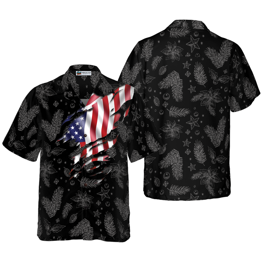 Lune London | Hyperfavor Christmas Hawaiian Shirts, Short Sleeve Christmas American Flag Pattern Shirt, Christmas Shirt Gift Idea for Men and Women