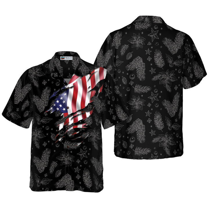 Lune London | Hyperfavor Christmas Hawaiian Shirts, Short Sleeve Christmas American Flag Pattern Shirt, Christmas Shirt Gift Idea for Men and Women