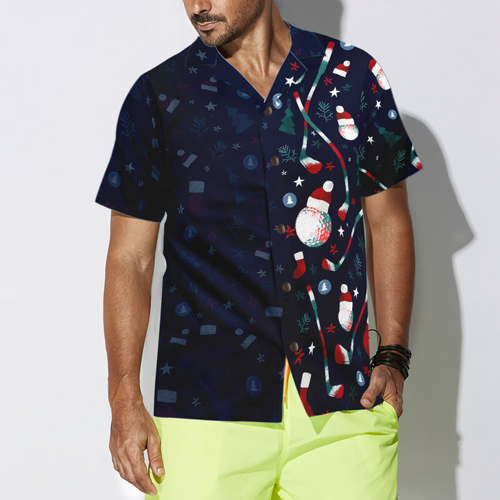 Lune London | Hyperfavor Christmas golf print Hawaiian shirt, short sleeve Christmas shirts, button shirt for men and women