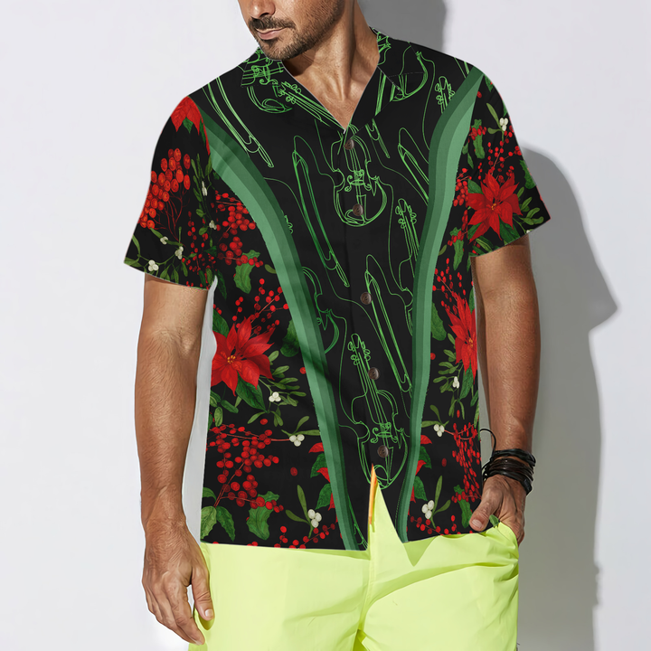 Lune London | Hyperfavor Christmas Hawaiian shirts, short sleeve Christmas violin music pattern shirt, Christmas shirt gift idea for men and women