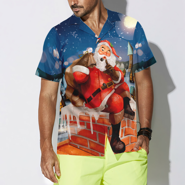 Lune London | Hawaiian shirts, Santa with short sleeve gift t-shirt, Christmas gift t-shirt idea for men and women