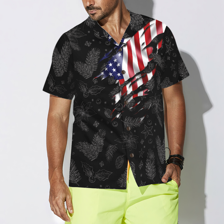 Lune London | Hyperfavor Christmas Hawaiian Shirts, Short Sleeve Christmas American Flag Pattern Shirt, Christmas Shirt Gift Idea for Men and Women
