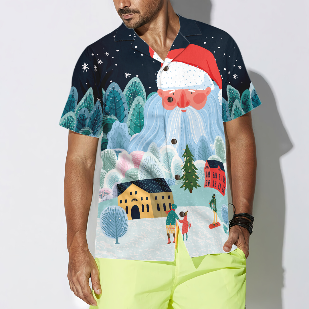 Lune London | Hyperfavor Noël Chemises hawaïennes pour hommes et femmes, Chemise hawaïenne Santa Tower à boutons Chemise à manches courtes