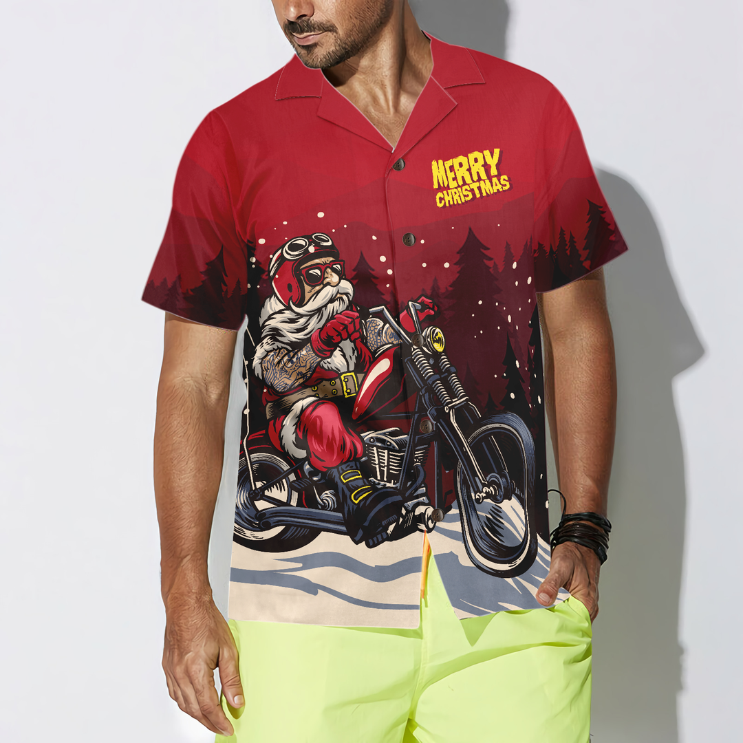 Lune London | Christmas Hawaiian Shirts Hyperfavor, Santa Motorcycle Short Sleeve Shirt, Christmas Gift Idea for Men and Women