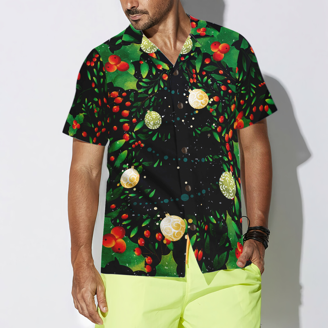 Lune London | Hyperfavor Christmas tree motif Hawaiian shirt, short sleeve Christmas shirts button-up for men and women