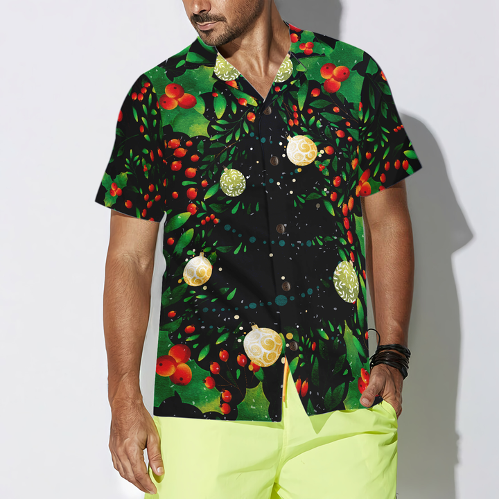 Lune London | Hyperfavor Christmas tree motif Hawaiian shirt, short sleeve Christmas shirts button-up for men and women