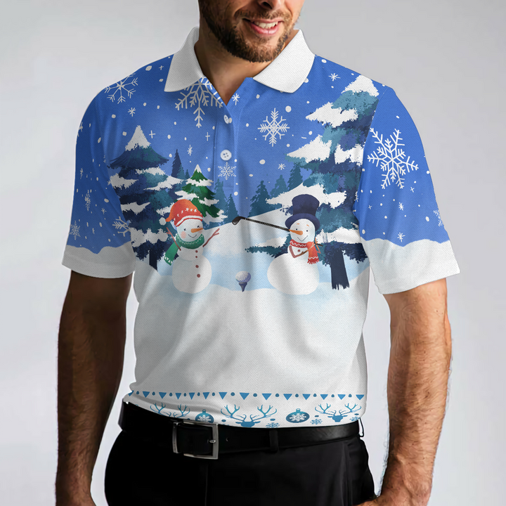 Lune London | Christmas Golf Polos - Short Sleeve Men's Golf Polos - Funny T-Shirt with Snowman Print Dry Fit - Christmas Gift Idea for Men