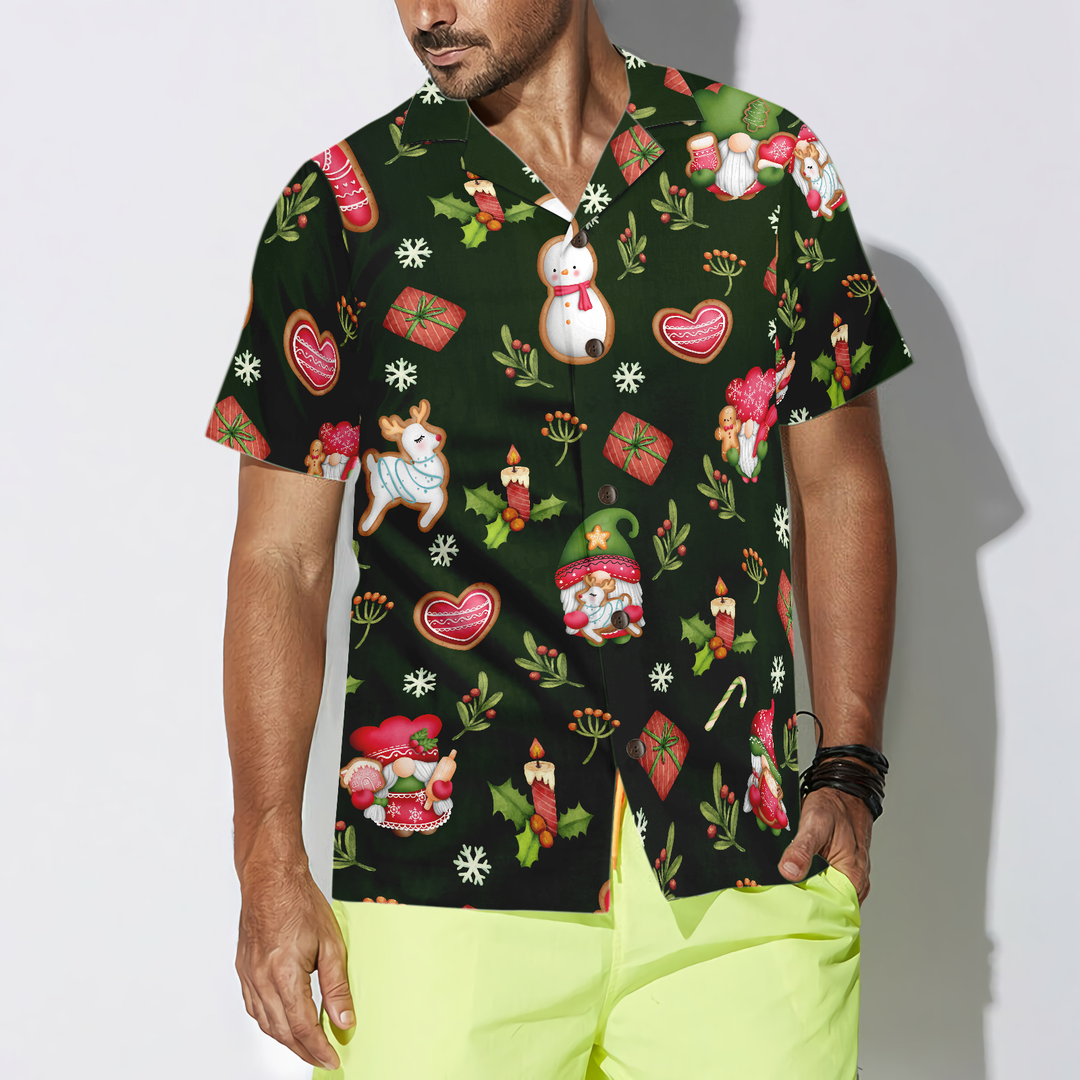 Lune London | Hyperfavorite Christmas Hawaiian Shirts for Men and Women, Gnome Merry Christmas Button-Up Hawaiian Shirt Short Sleeves