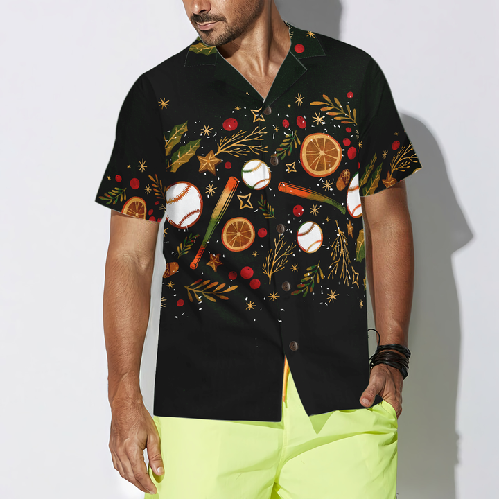 Lune London | Hyperfavor Christmas Hawaiian Shirts for Men and Women, Christmas Baseball Pattern Hawaiian Shirt with Buttons and Short Sleeves