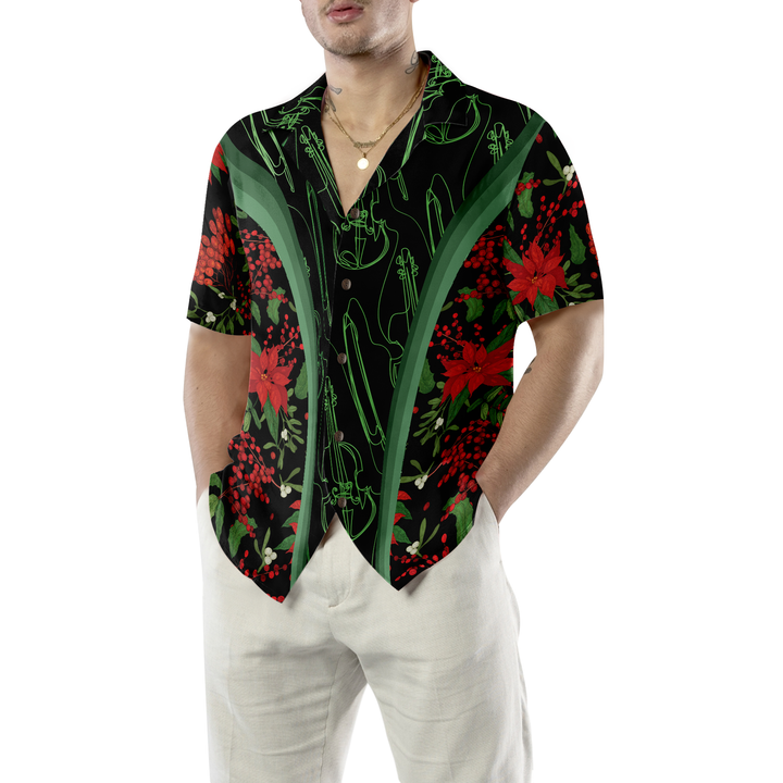 Lune London | Hyperfavor Christmas Hawaiian shirts, short sleeve Christmas violin music pattern shirt, Christmas shirt gift idea for men and women