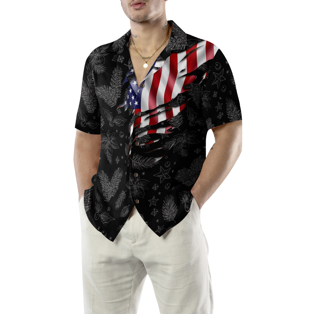 Lune London | Hyperfavor Christmas Hawaiian Shirts, Short Sleeve Christmas American Flag Pattern Shirt, Christmas Shirt Gift Idea for Men and Women