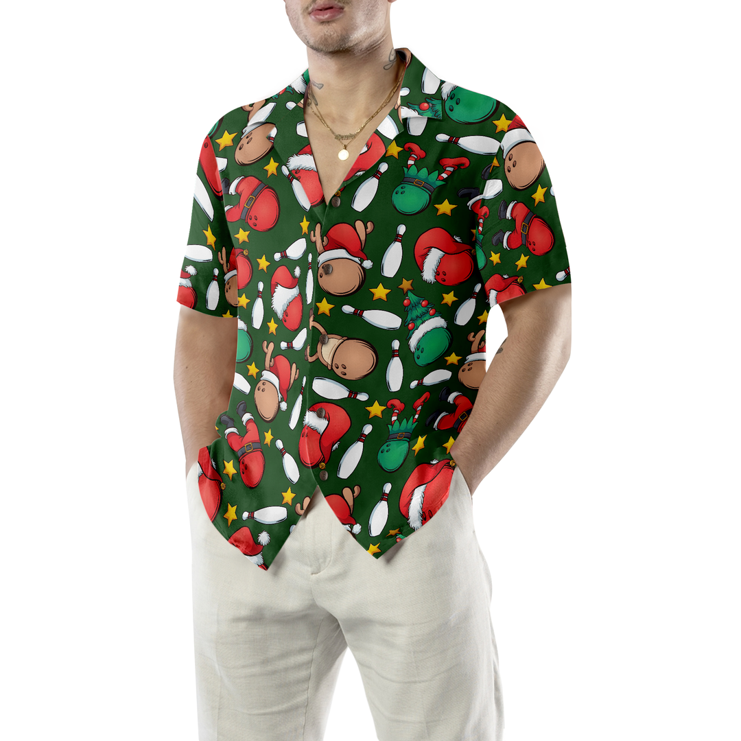 Lune London | Christmas Hawaiian Shirts Hyperfavor, Short Sleeve Christmas Bowling Print T-Shirt, Christmas Gift Idea for Men and Women