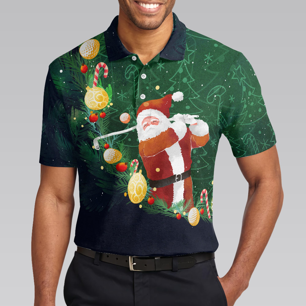 Lune London | Christmas Golf Polo - Short Sleeve Golf Polos for Men - Santa Golf Design T-Shirt - Christmas Gift Idea for Men