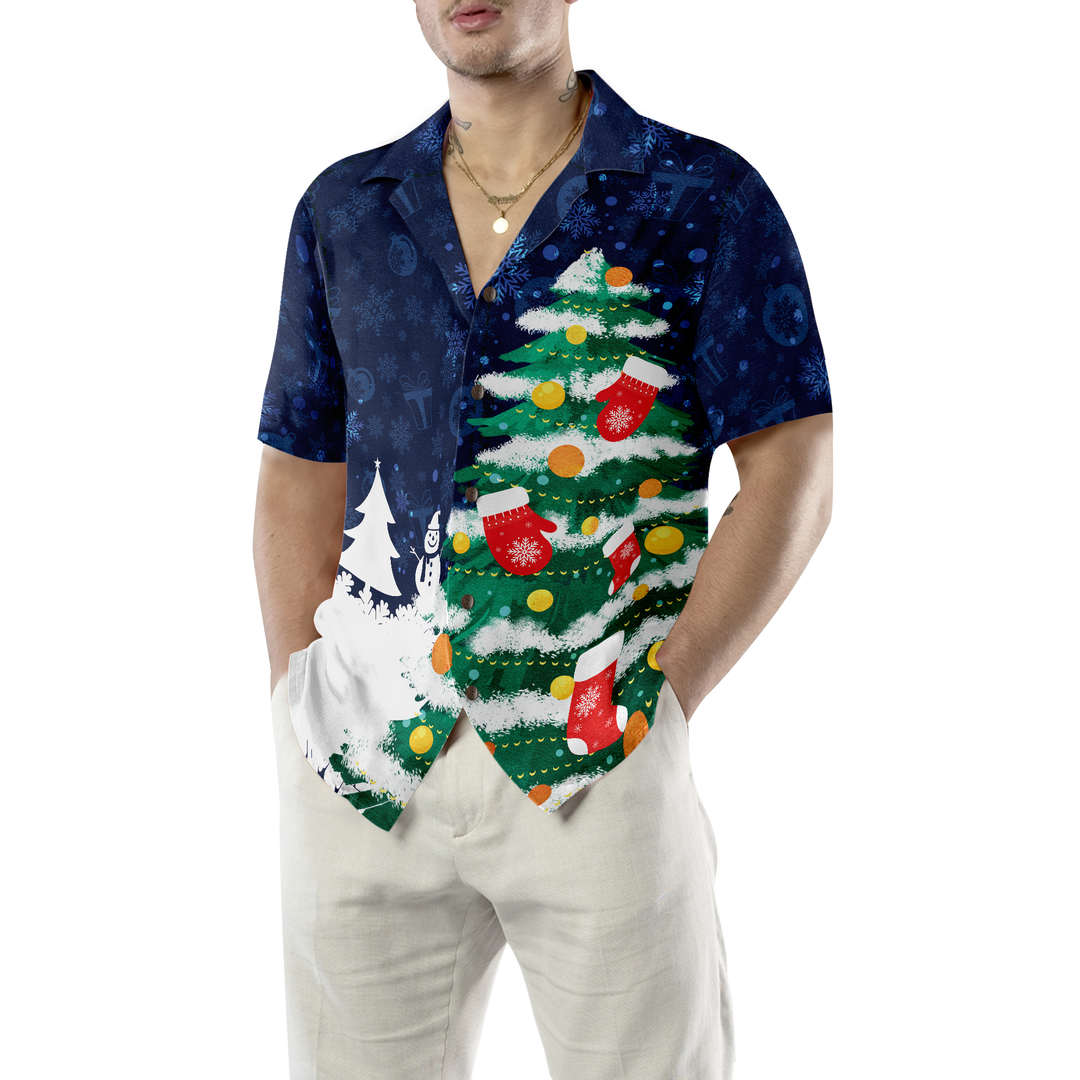 Lune London | Hyperfavor Christmas Tree Hawaiian Shirt, short sleeve Christmas shirts, button-up shirt for men and women