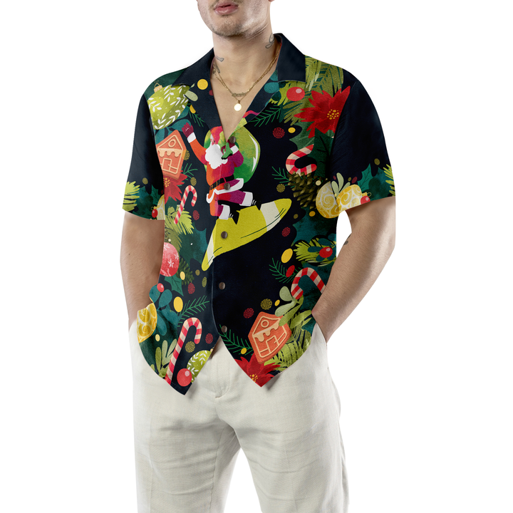 Lune London | Hyperfavor Christmas Santa Surf Hawaiian Shirt, Christmas Short Sleeve Button-Up Shirt for Men and Women