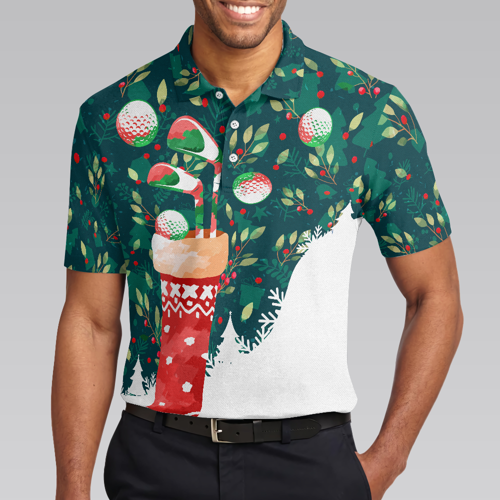 Lune London | Chemises de golf de Noël pour hommes et femmes, chaussettes de Noël avec motif de balle de golf T-shirt pour hommes à manches courtes