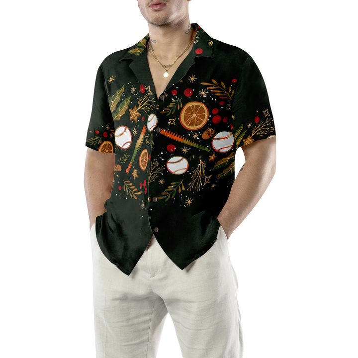 Lune London | Hyperfavor Christmas Hawaiian Shirts for Men and Women, Christmas Baseball Pattern Hawaiian Shirt with Buttons and Short Sleeves