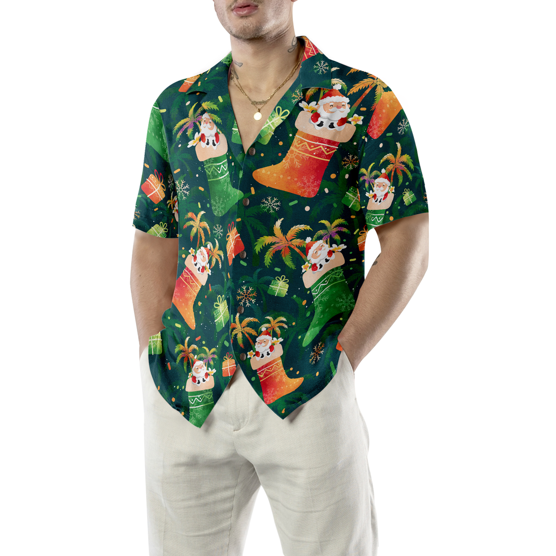 Lune London | Hyperfavor Noël Chemises hawaïennes, Chemise à motifs de chaussette de Noël Santa à manches courtes, Idée de cadeau de Noël pour hommes et femmes