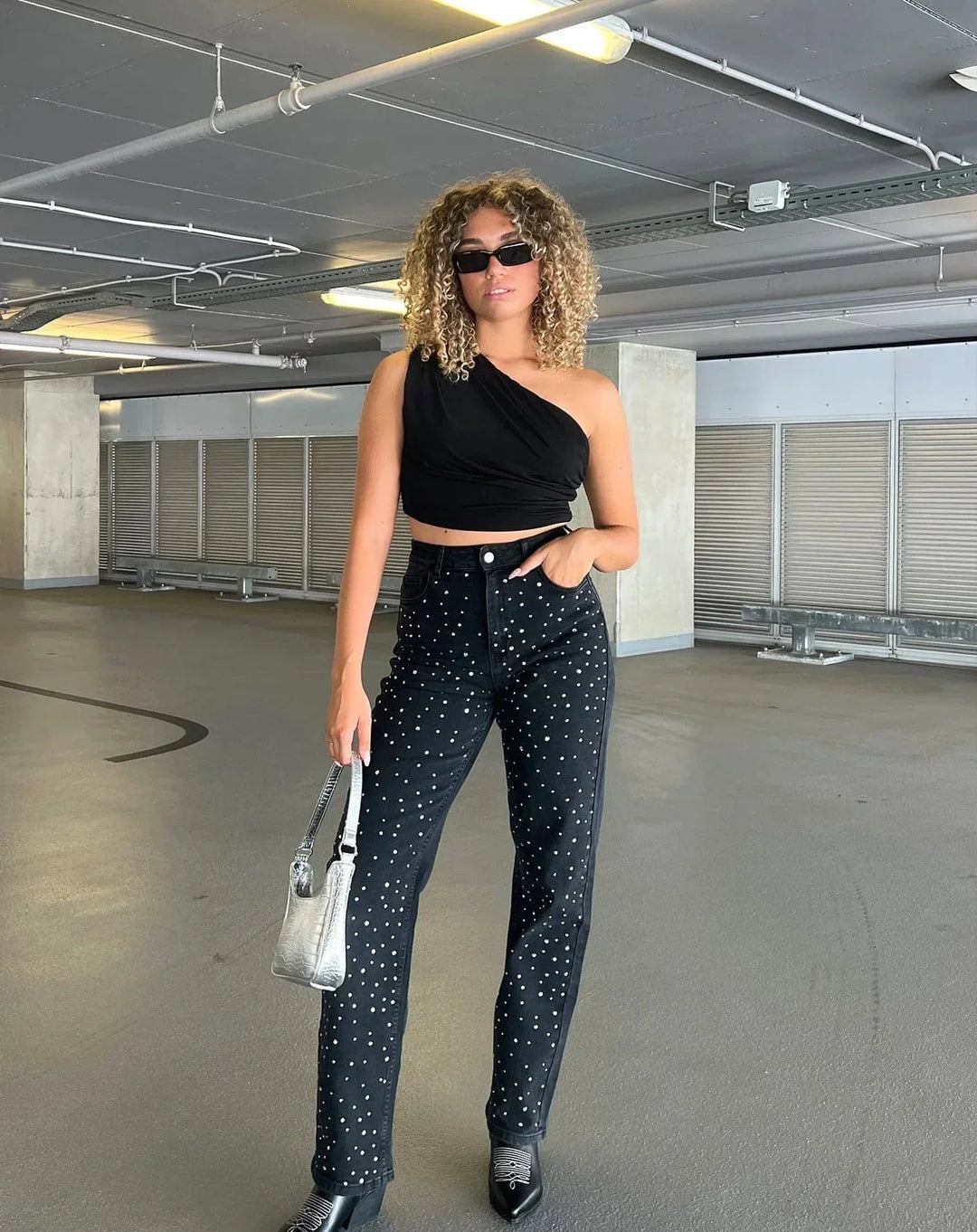 Lune London | Shimmering denim pants with sequins