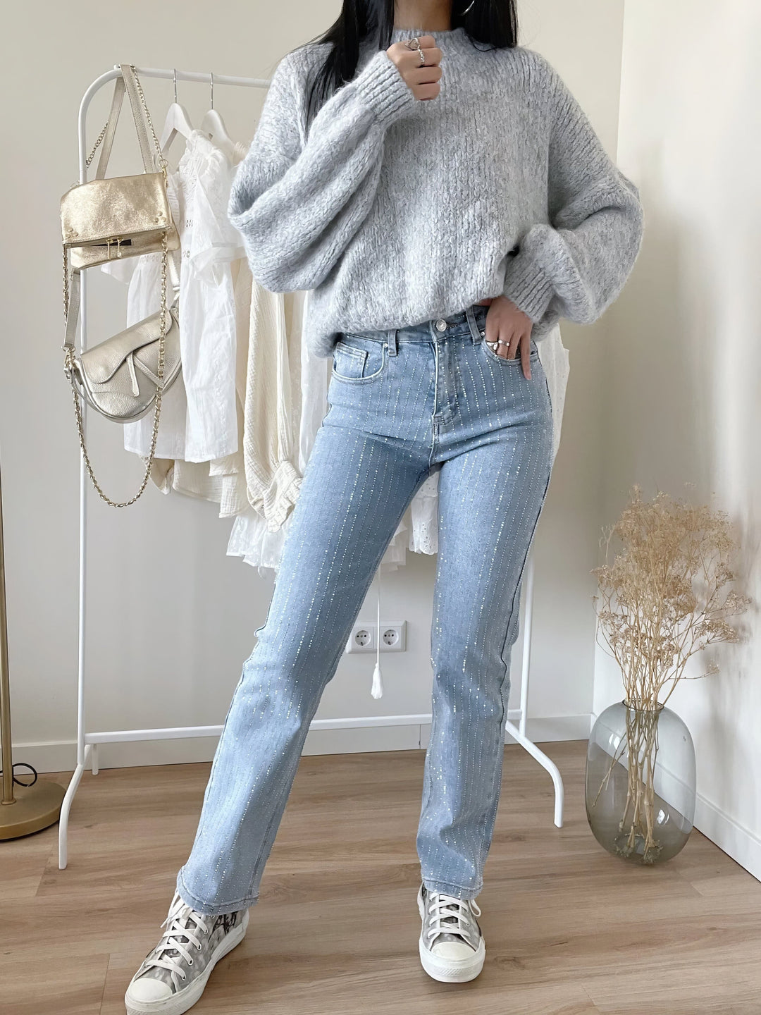 Lune London | Shimmering denim pants with sequins