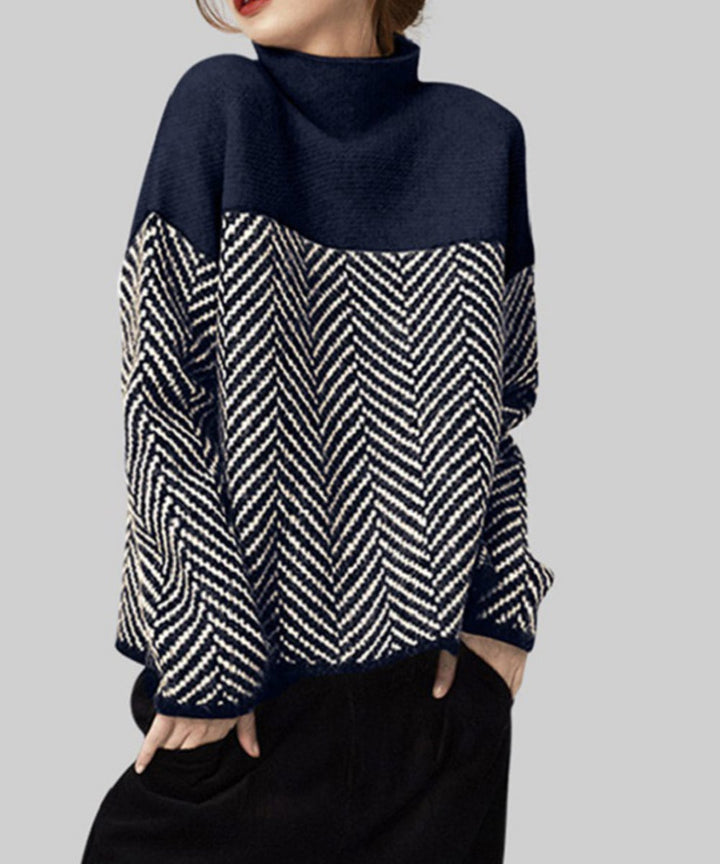 Lune London | Retro color block mock neck sweater