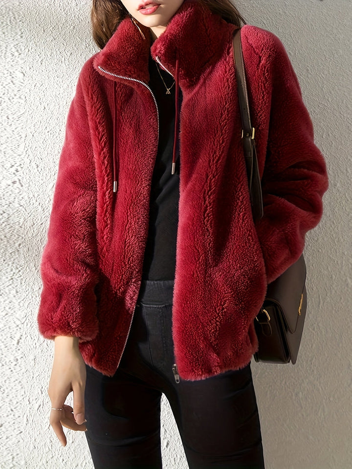 Lune London | Casual warm teddy jacket with drawstring and zipper