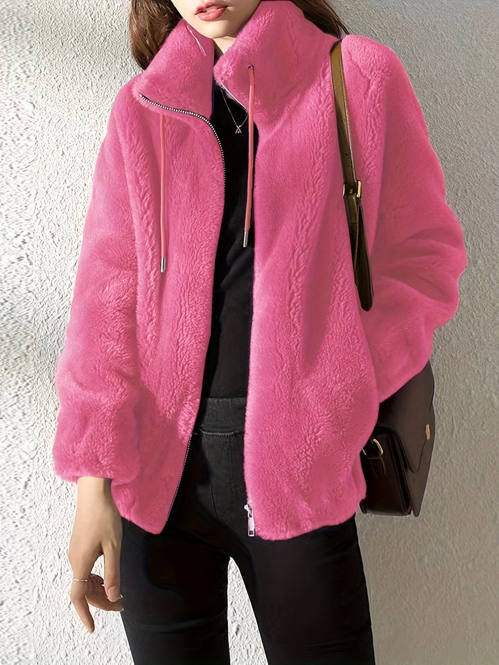 Lune London | Casual warm teddy jacket with drawstring and zipper