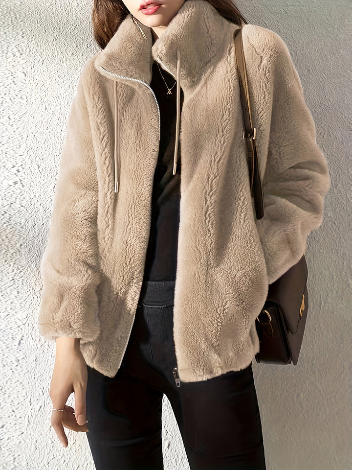 Lune London | Casual warm teddy jacket with drawstring and zipper