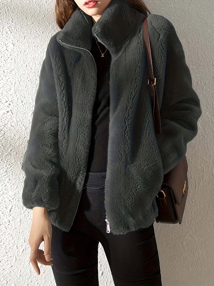 Lune London | Casual warm teddy jacket with drawstring and zipper
