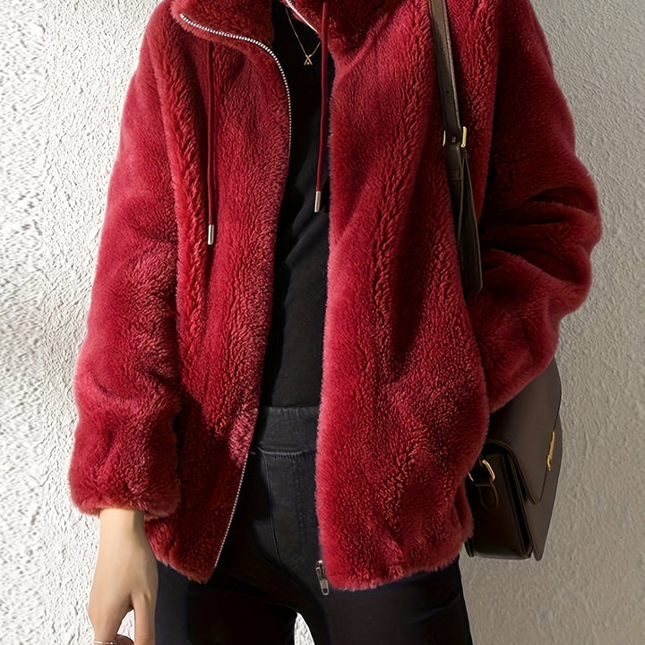 Lune London | Casual warm teddy jacket with drawstring and zipper