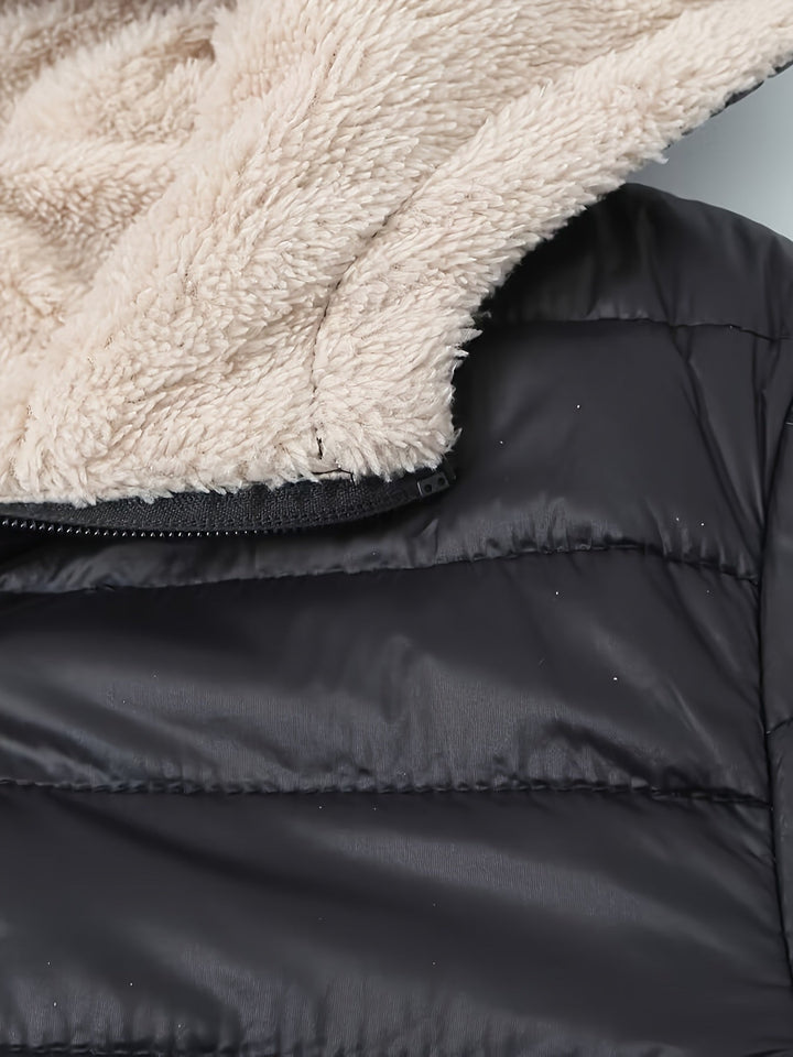 Lune London | Warm Puffy Jacket with Zipper and Faux Fur Lining