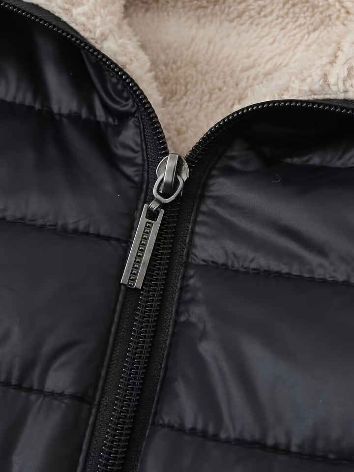 Lune London | Warm Puffy Jacket with Zipper and Faux Fur Lining
