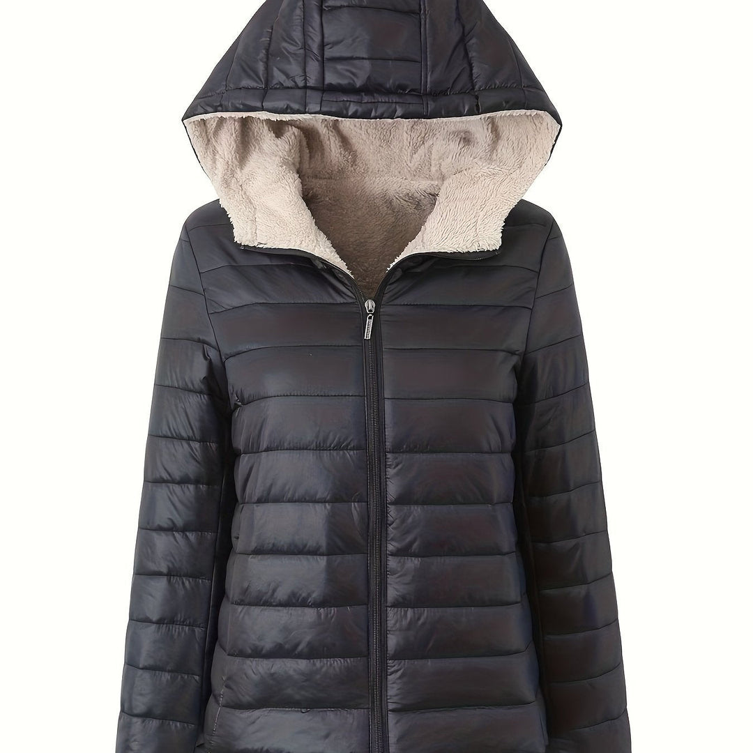 Lune London | Warm Puffy Jacket with Zipper and Faux Fur Lining