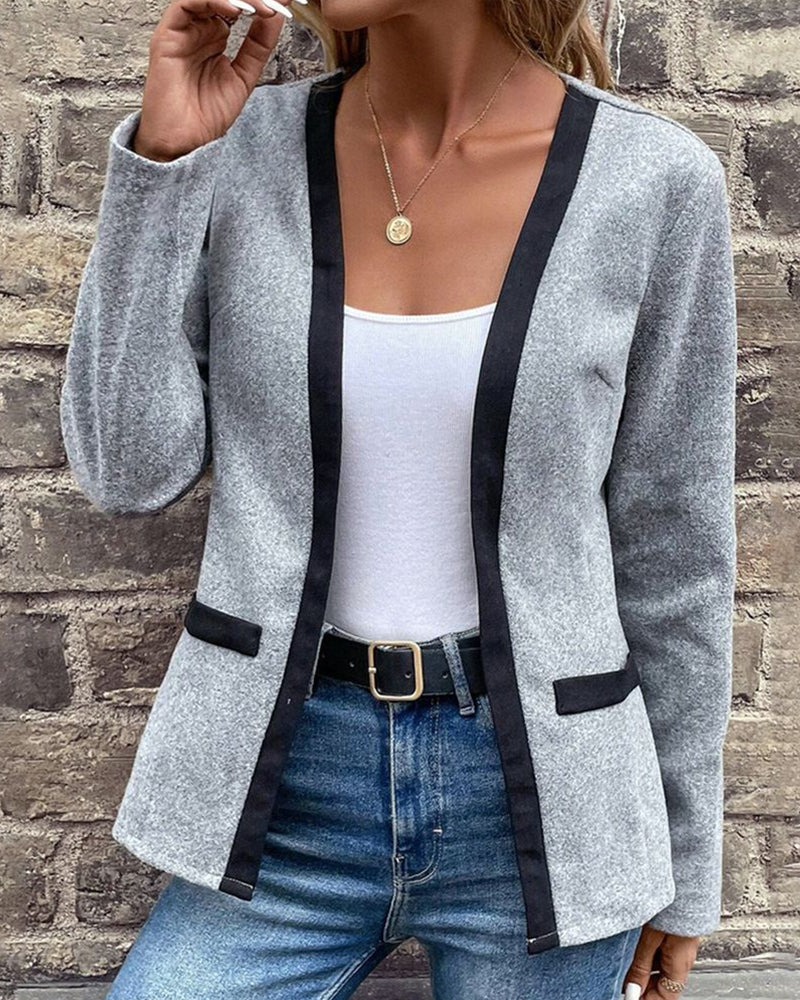 Lune London | Veste en tricot de couleur contrastante avec poche