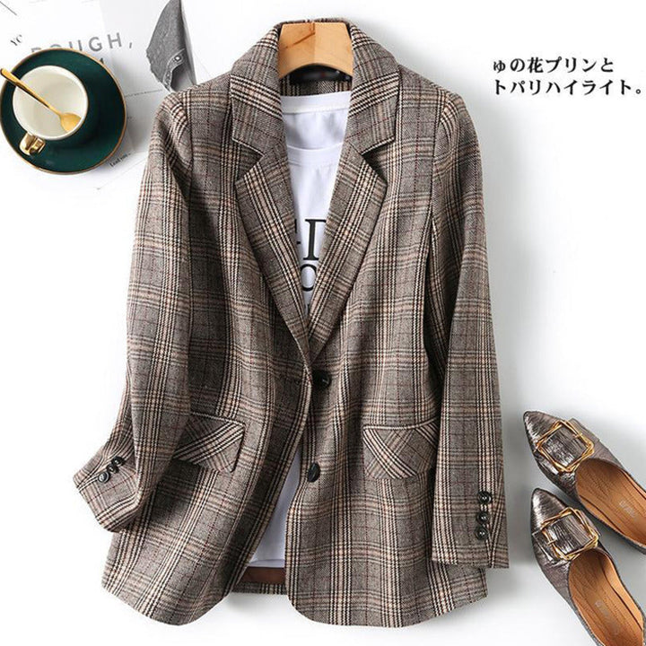 Lune London | Office Women's Checked Blazer Long Sleeve Casual Jacket