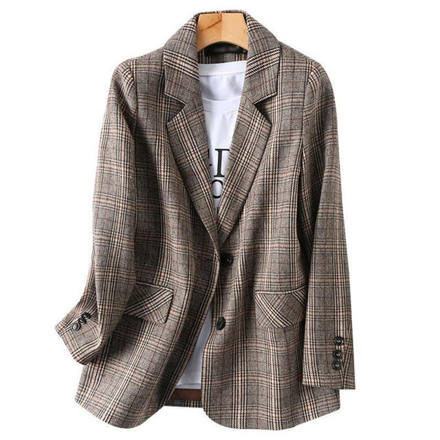 Lune London | Office Women's Checked Blazer Long Sleeve Casual Jacket