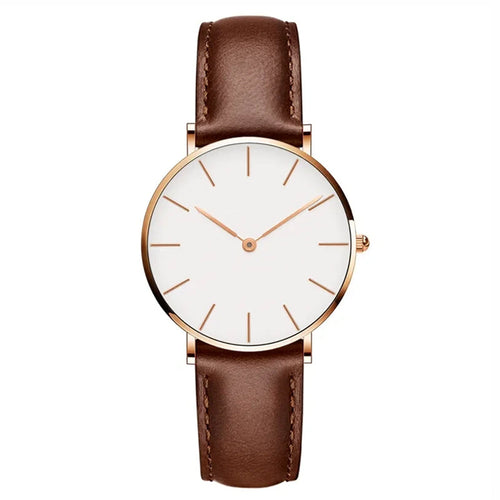 Lune London | Round Timeless Minimalist Watch with Leather Strap for Women